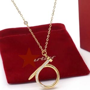 18K Gold Plated Luxury Zircon Nail Necklace